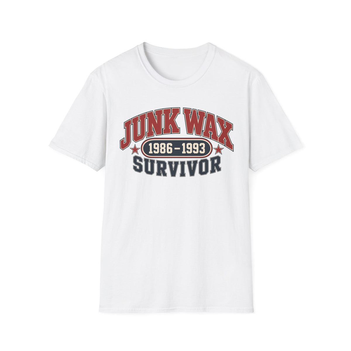 Junk Wax Survivor T-shirt in White, front view