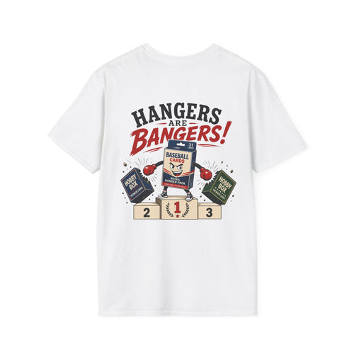 Hangers Are Bangers T-shirt in White, back flat view