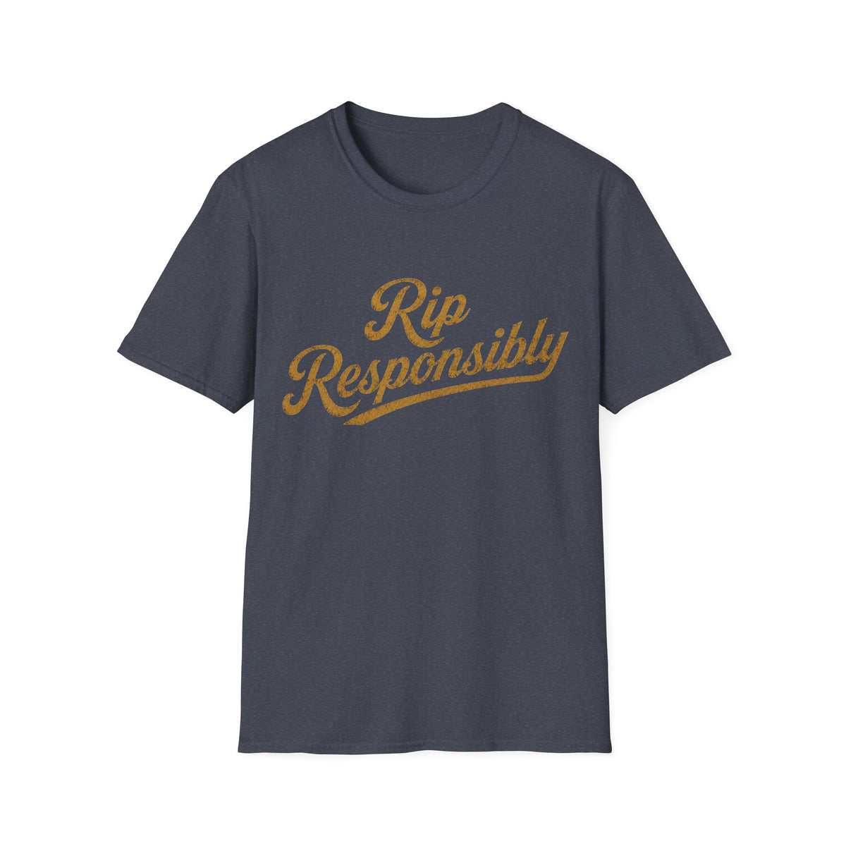 Rip Responsibly T-shirt in Heather Navy, front flat view