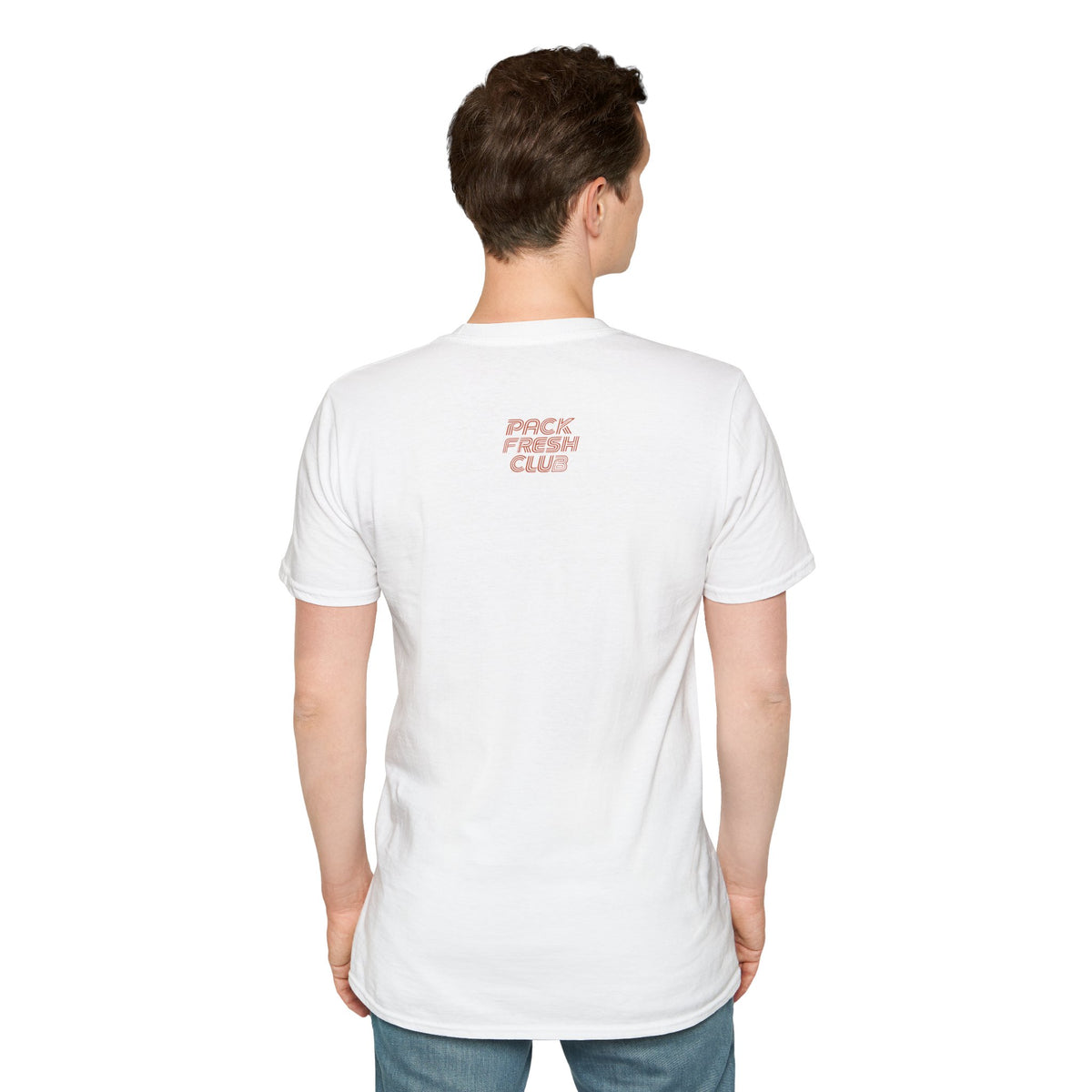 Hit A Monster baseball card T-shirt in White, back model view