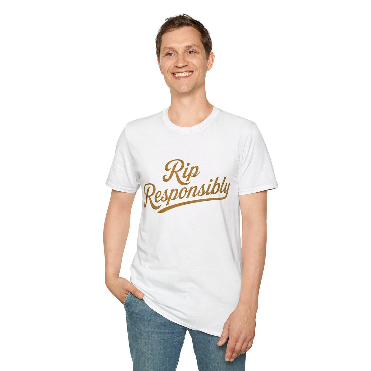 Rip Responsibly T-shirt in White, front model view