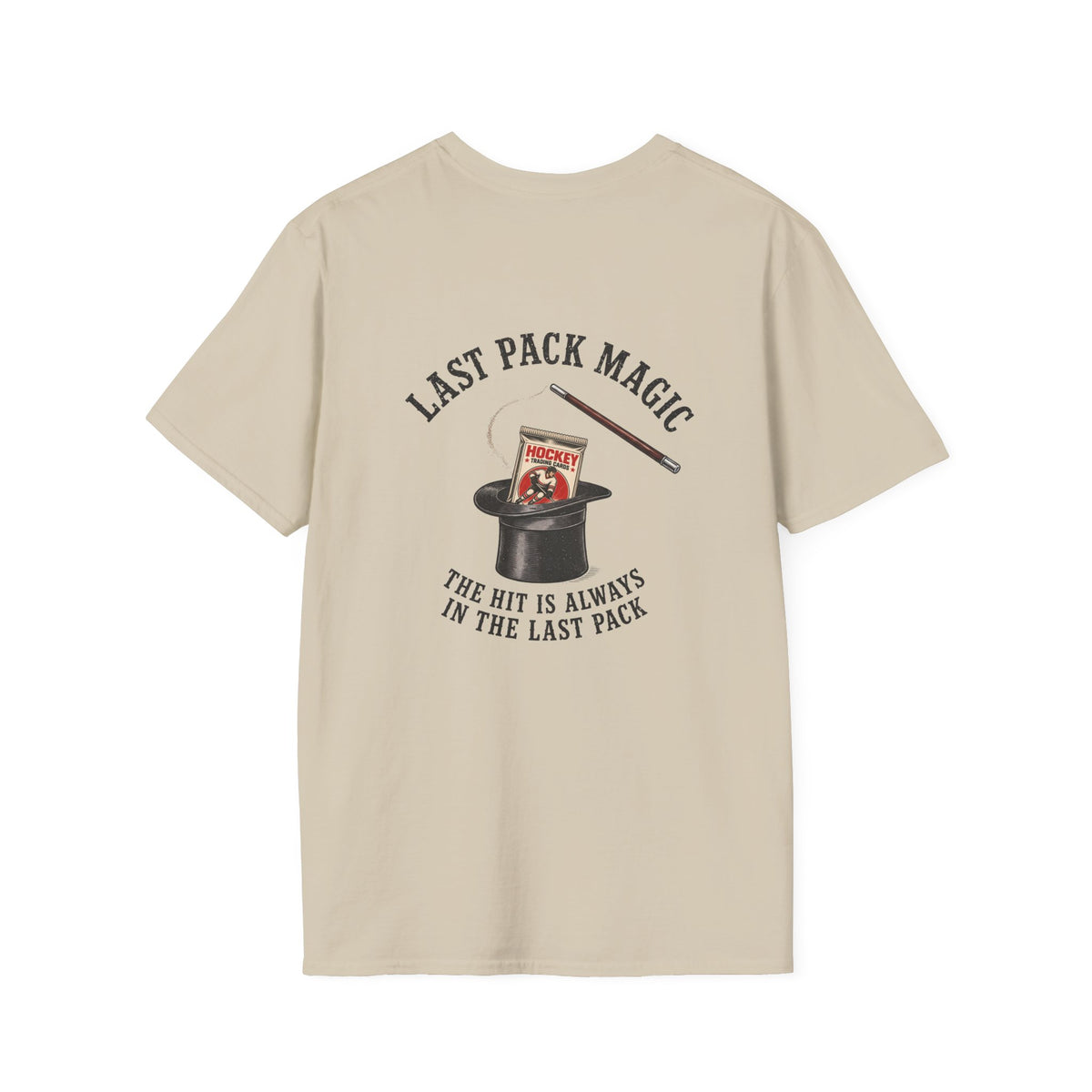 Last Pack Magic Hockey Card T-shirt in Natural, back flat view