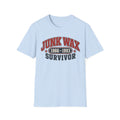 Junk Wax Survivor T-shirt in Light Blue, front view