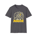 Hit A Monster football card T-shirt in Charcoal, front view