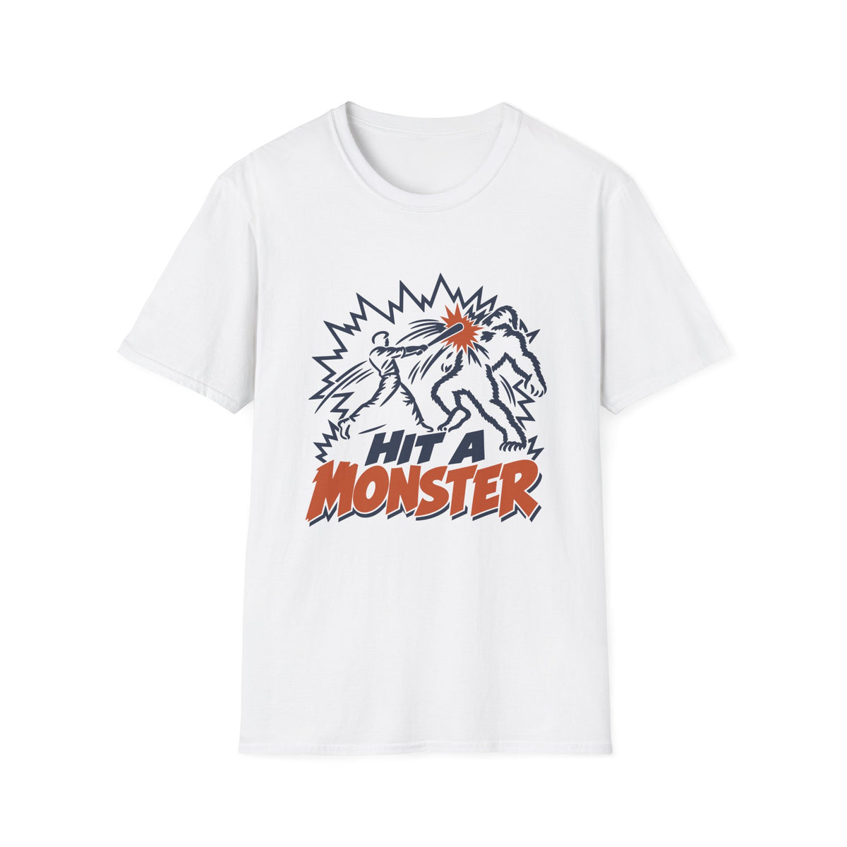 Hit A Monster baseball card T-shirt in White, front view
