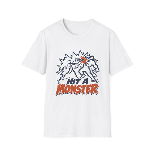 Hit A Monster baseball card T-shirt in White, front view
