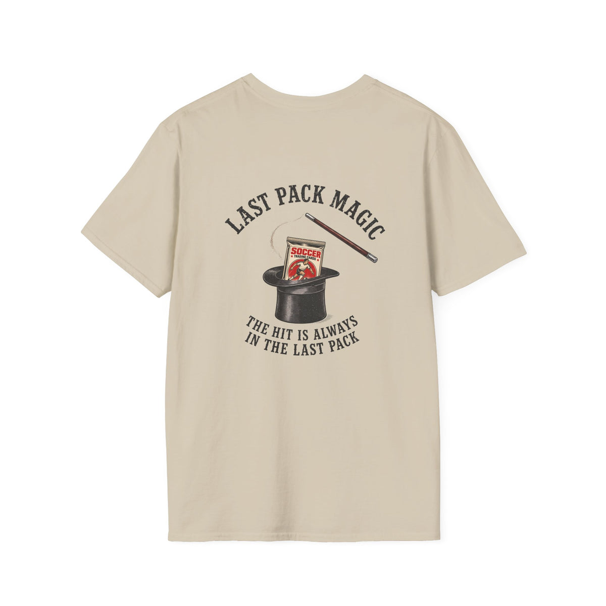 Last Pack Magic Soccer Card T-shirt in Natural, back flat view