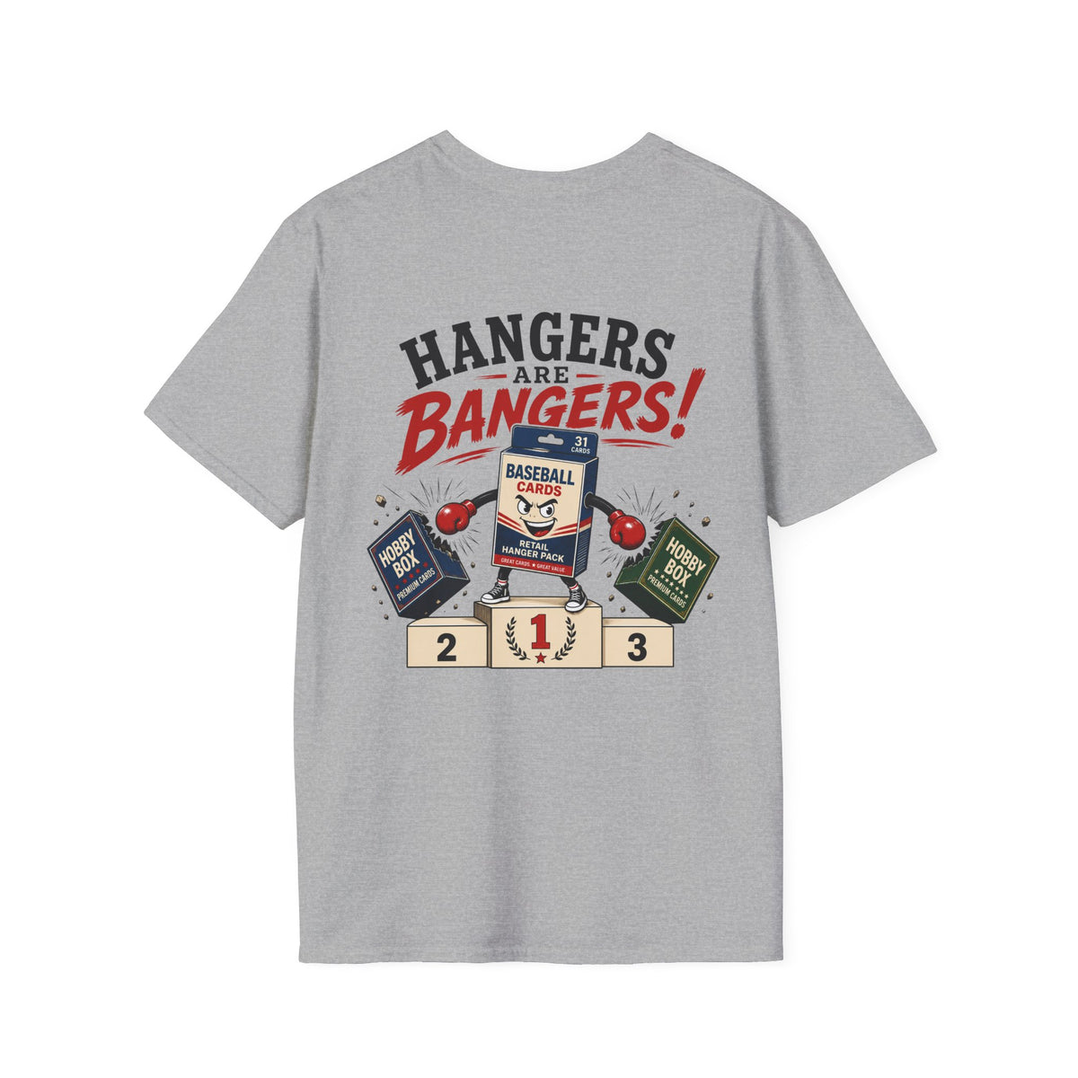 Hangers Are Bangers T-shirt in Sport Grey, back flat view