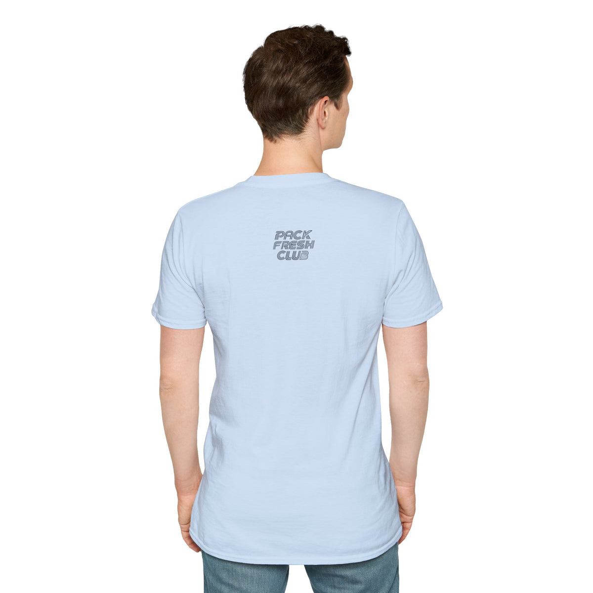 Junk Wax Survivor T-shirt in Light Blue, back model view