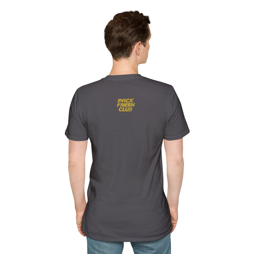 Hit A Monster football card T-shirt in Charcoal, back model view