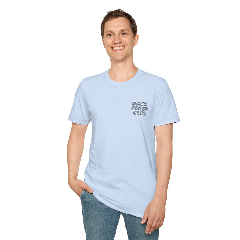 Don't Leave the Last Blaster T-Shirt in Light Blue, front model view