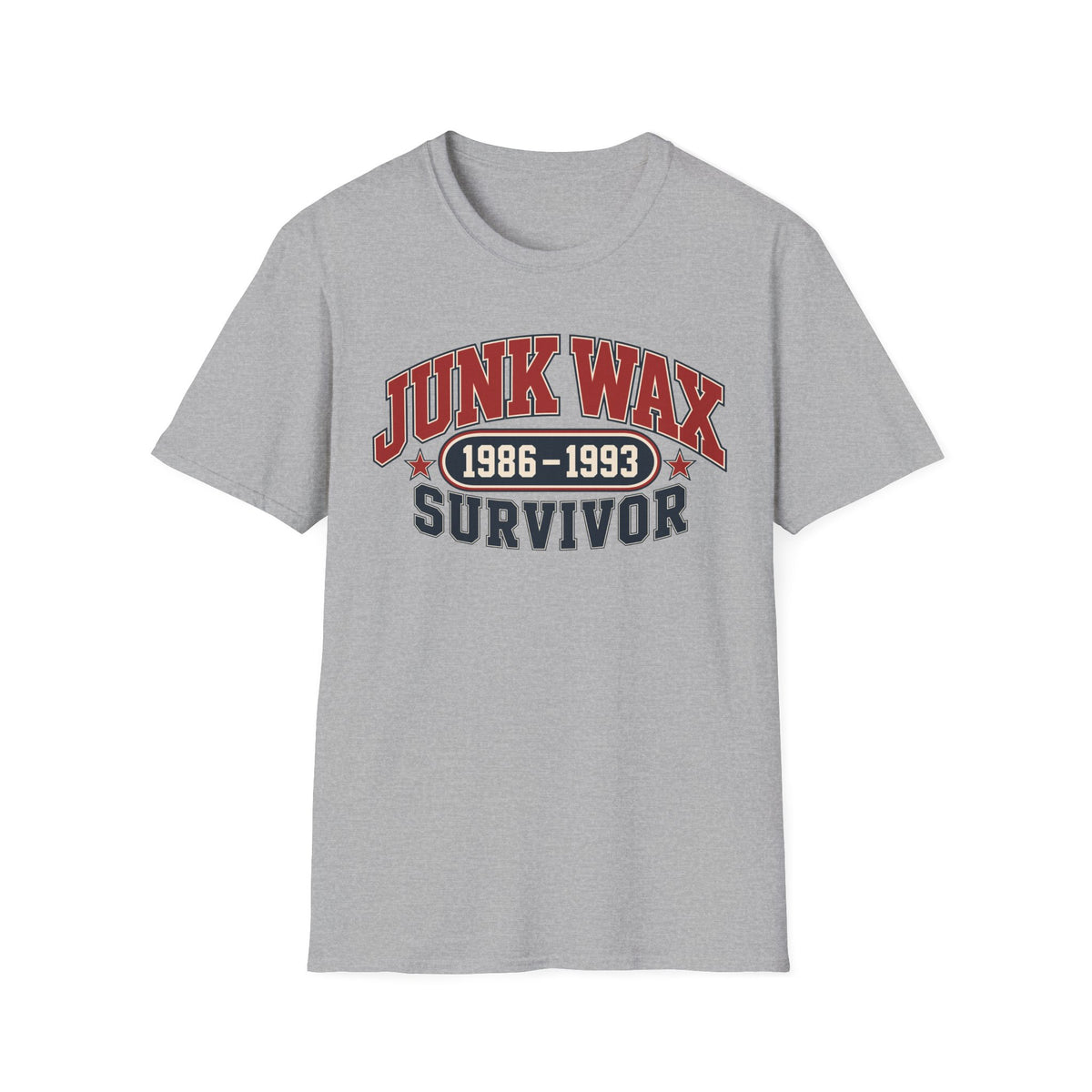 Junk Wax Survivor T-shirt in Sport Grey, front view