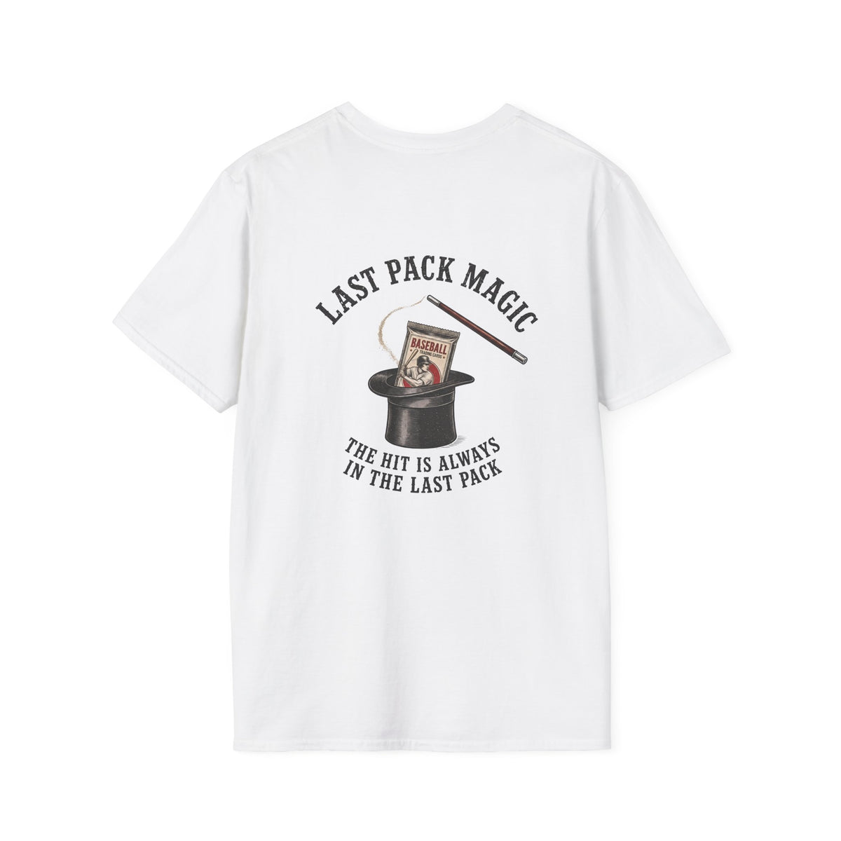 Last Pack Magic baseball card T-shirt in , White back flat view