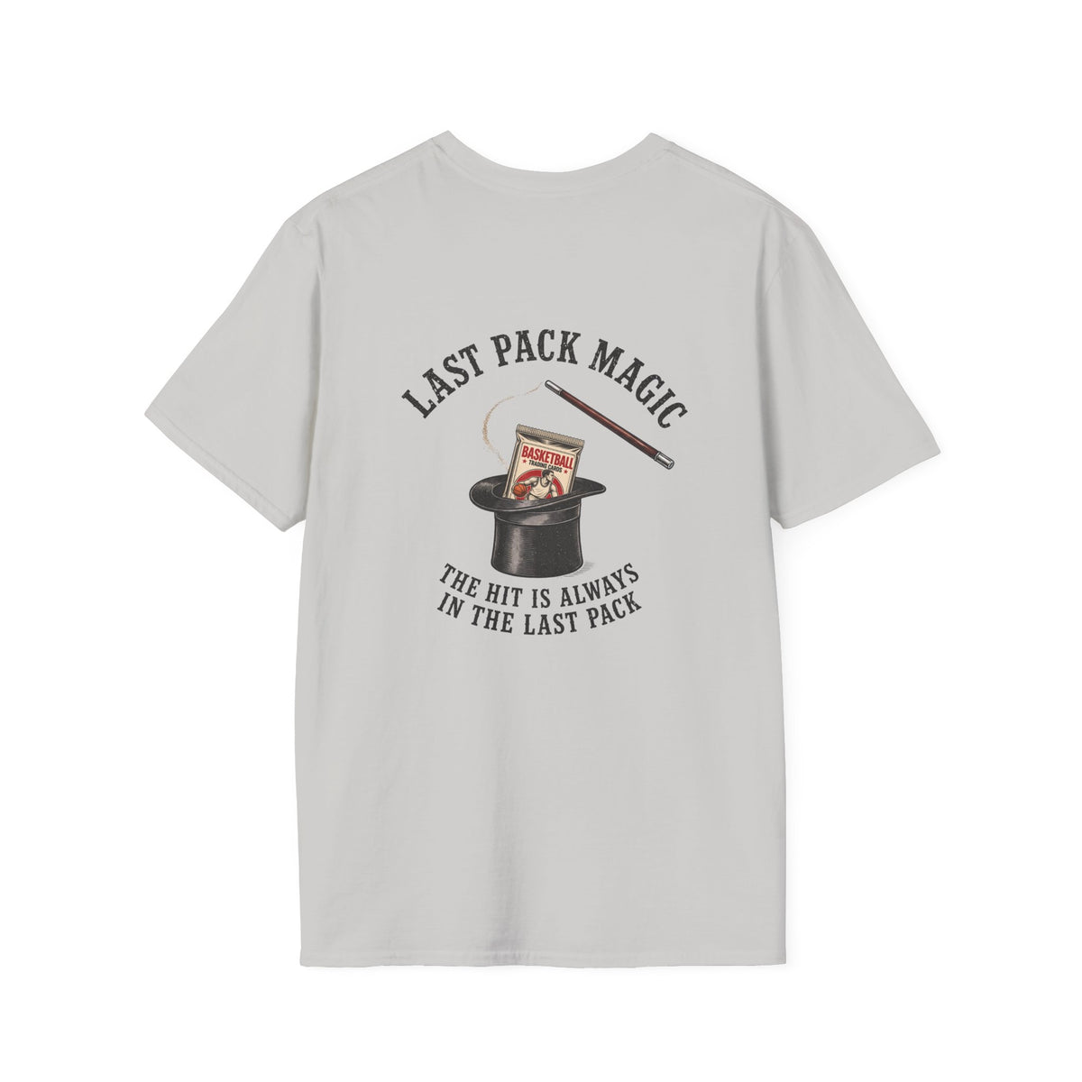 Last Pack Magic Basketball T-shirt in Ice Grey, back flat view