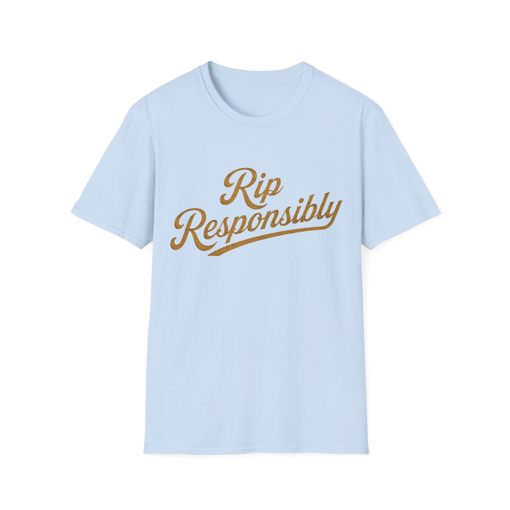 Rip Responsibly T-shirt in Light Blue, front flat view
